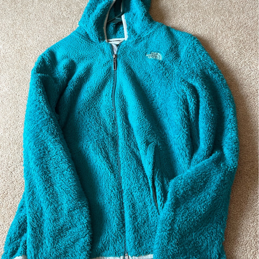 North Face blue fuzzy jacket!